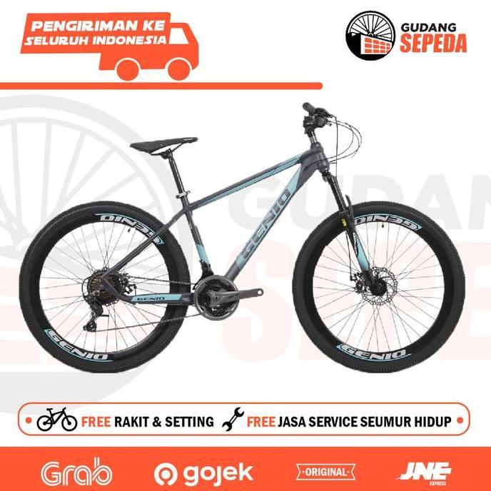 Terlaris Sepeda Gunung 27.5 Inch Mtb Genio M-349 Hi-Teen Steel 24 Speed Garansi