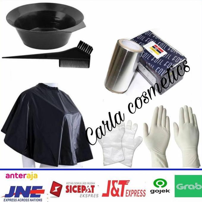 paket alat cat rambut mangkok cat,sisir cat, alumunium foil, highlight