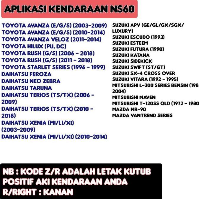 Mellow- Aki Mobil Avanza/Rush/Taruna/Xenia/Escudo Gs Gold Star Ns60 Premium 45 Ampere