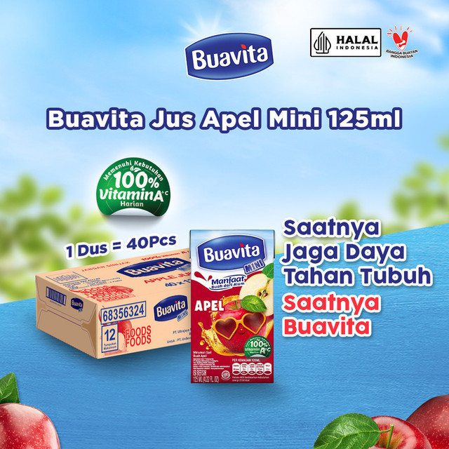 Buavita Mini Juice Apel 125ml (Isi 40)
