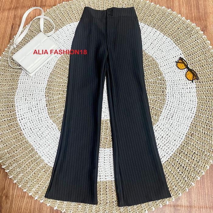 (Termurah) Celana Scuba Salur / Promtthong Celana Salur / Celana Salur Wanita Bestseller