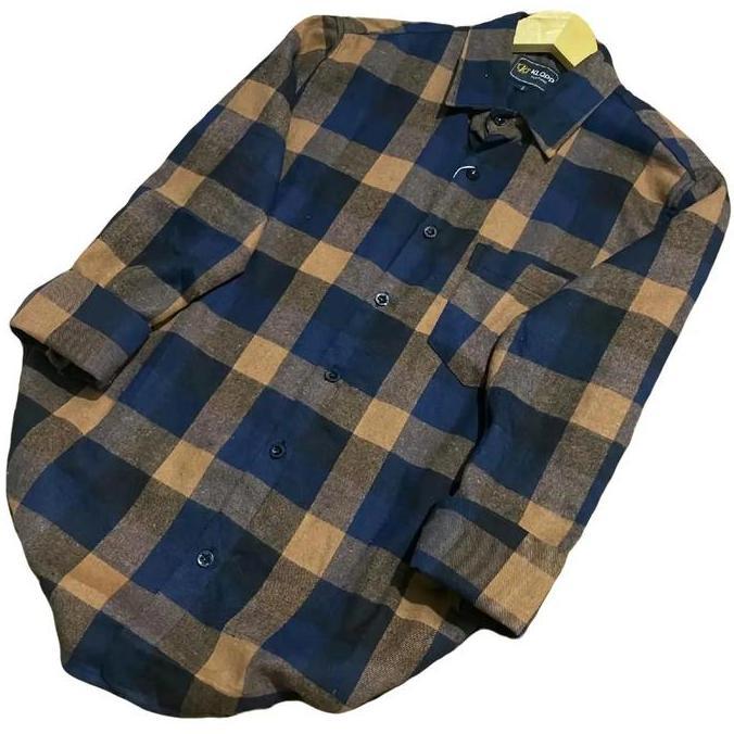 flanel kotak catur 3 dimensi Panjang Pria  Distro Baju Cowok Dewasa Katun Surfing Motif Tartan  Hita