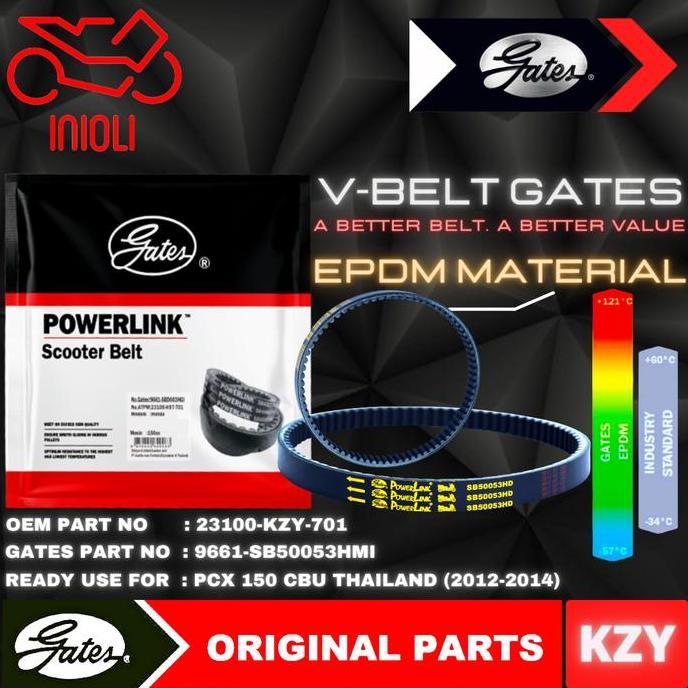 VAN BELT GATES V BELT V-BELT VBELT GATES POWERLINK HONDA PCX CBU 150 THAILAND 23100-KZY-701 ASLI ORI