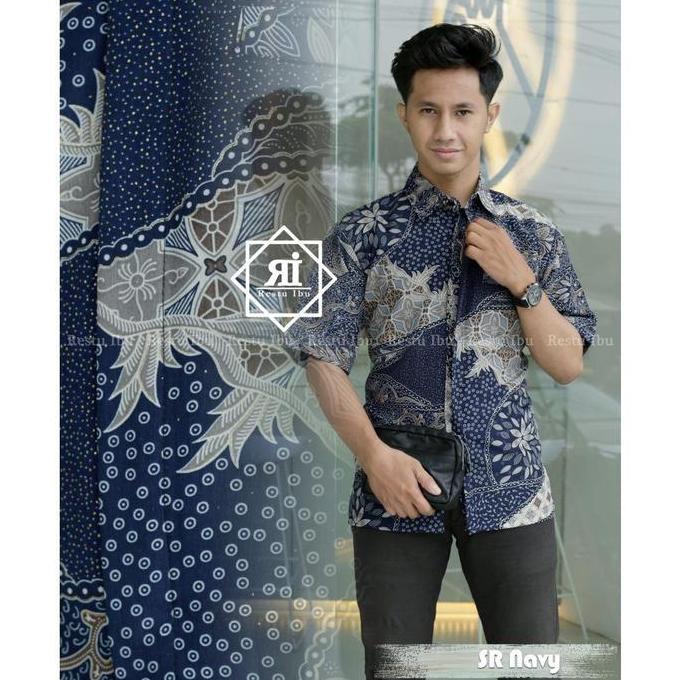 Restu Colletion Kemeja Batik Pria Lengan Pendek Bahan Katun Premium Motif Sr Nevy Kekinian Kain Panj