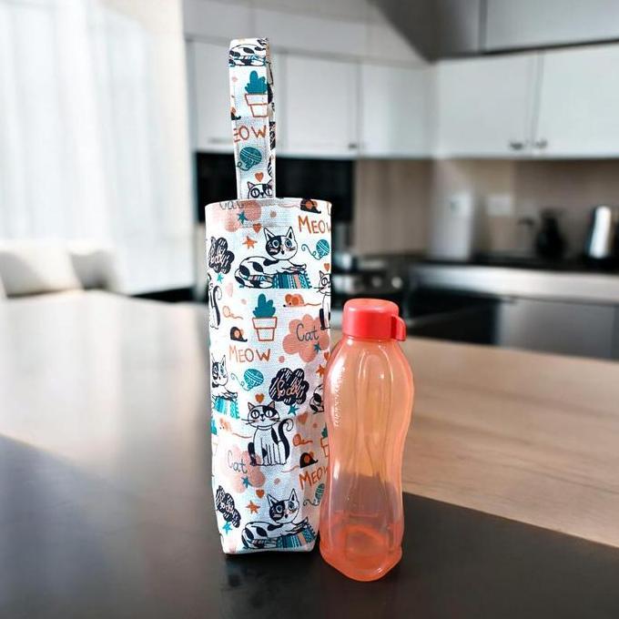 PROMO Tas Botol 1 Liter Bahan Kanvas Tebal Premium Motif Kucing Lucu