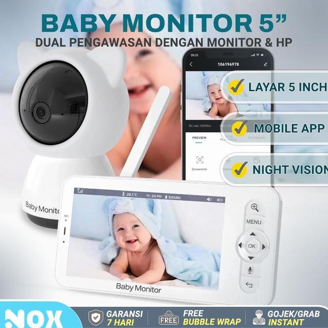 TERMURAH Ba monitor layar LCD 5" app control cctv monitor bayi night vision READY STOCK