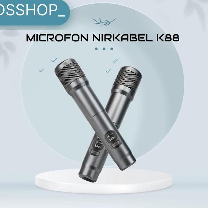 QWEENSATRU - K88 WIRELESS BLUETOOTH DYNAMIC HANDHELD MIC 2 MIC KARAOKE