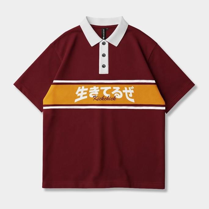 Kickchick Polo Rugby Shirt Ikiru Maroon | Baju berkerah | Kaos Kasual Formal | KCPSKWC009