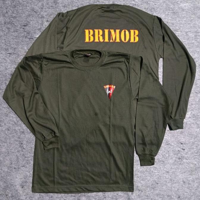 Promo Kaos Panjang Hijau Brimob / Kaos Brimob Hijau Diskon