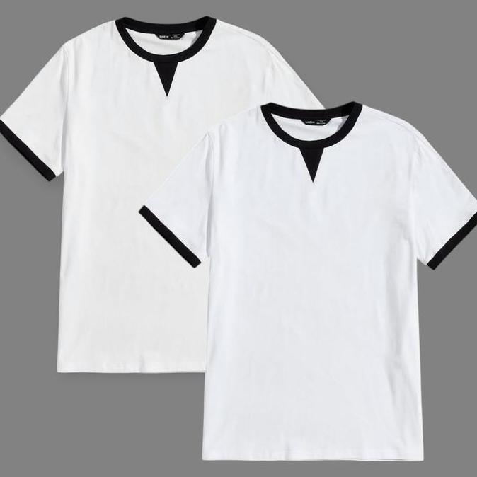 SAFIS KAOS V DOUBLE LIST PENGAN PENDEK + PAKET HEMAT Pria Wanita Polos Oblong Katun Baju Distro Hita