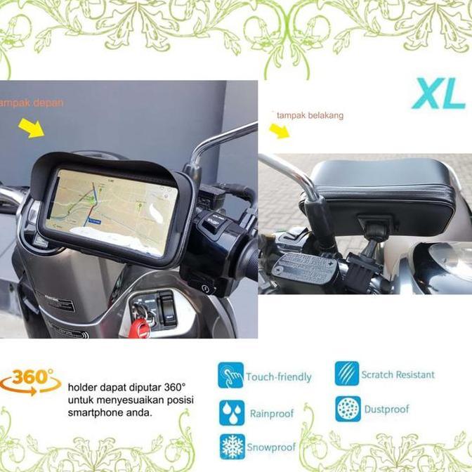 Holder HP Waterproof + Kanopi pasang Stang Motor Size XL (7in)