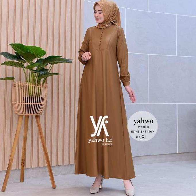 Gamis Pns Khaki Wanita Terbaru Bahan Toyobo-Seragam Pns-Asn-Pemda Pdh Guru-Busuy-Baju Dress Muslim D