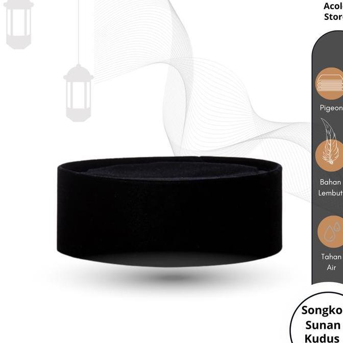 Songkok MOSCLO SUNAN KUDUS Kopiah Nusantara Peci Hitam Ketu Beludru