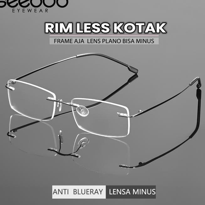 Seeouo Frame Kacamata Plano Lens Fashion Glasses Unisex Bisa Minus Antiradiasi Blueray Photocromic E