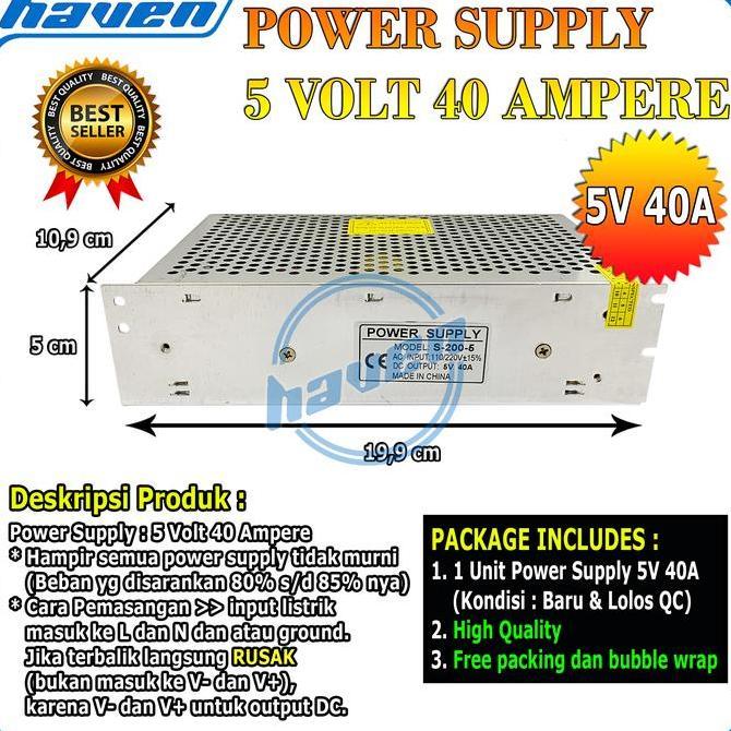 POWER SUPPLY 5V 40A / PSU 5V 40A SWITCHING Promo