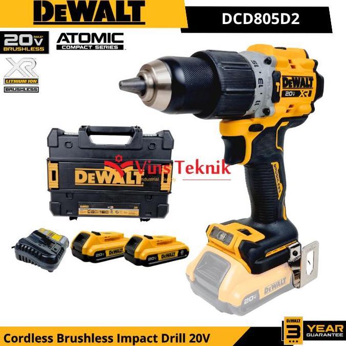 DEWALT DCD 805D2 MESIN BOR BATERAI CORDLESS BRUSHLESS IMPACT DRILL HAMMER DRILL 13MM 20V DCD805 DCD8