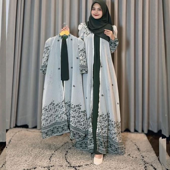 Mahira Dress Sarimbit Raya Gamis Ceruty Mewah Syari Couple Keluarga