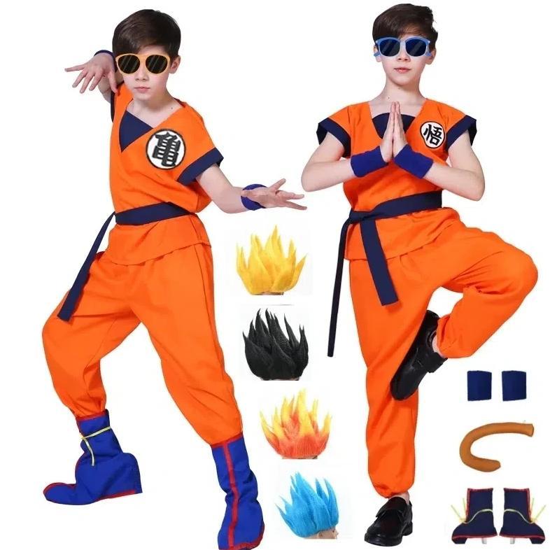 Halloween Adult Kids Son Goku Cosplay Costumes Suits Krillin Outfits Anime Party Child Costumes Tail