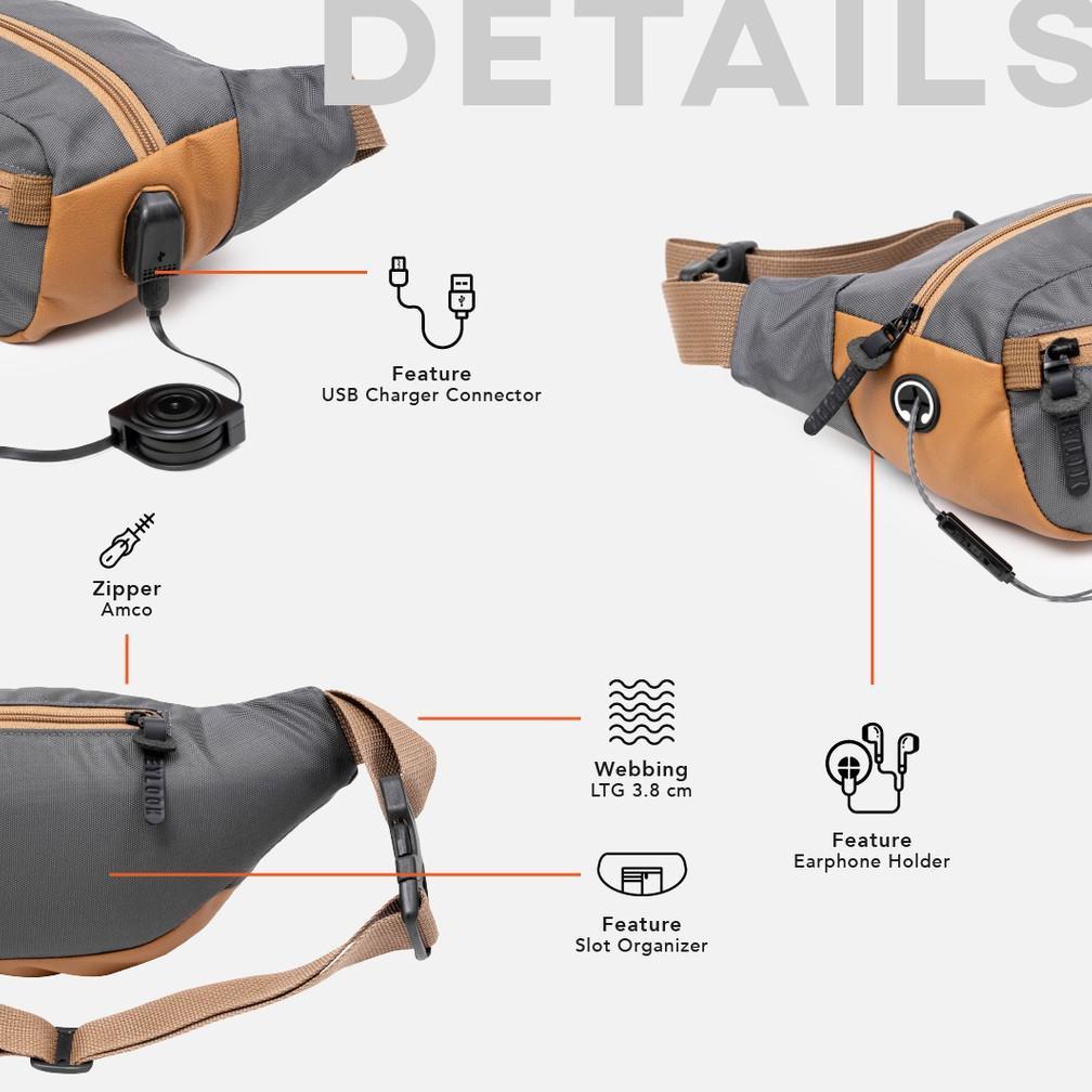 bestpromo heylook official - tas selempang pria waist bag nylon oscar pria waist bag distro