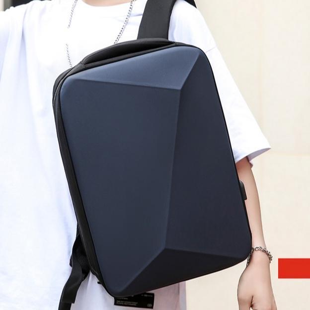 pengiriman cepat Ransel Hardcase Kerja Kantor USB Port Waterproof Poligon Banyak Saku - RP133