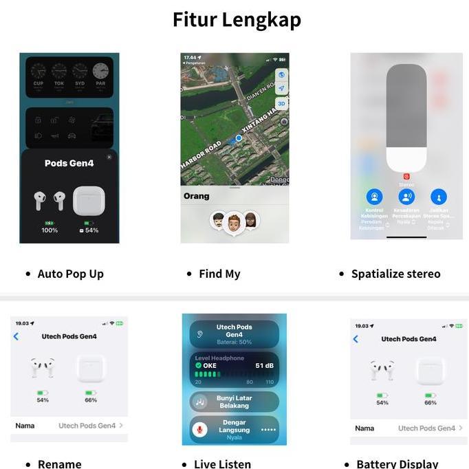 Utech Tws Gen4 Super Bass Headset Bluetooth Earphone Bluetooth