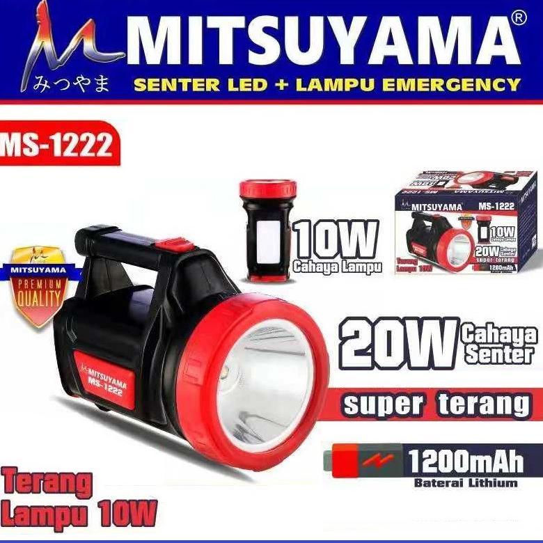 Senter LED Super Terang Mitsuyama 20W + Lampu 10W MS-1222