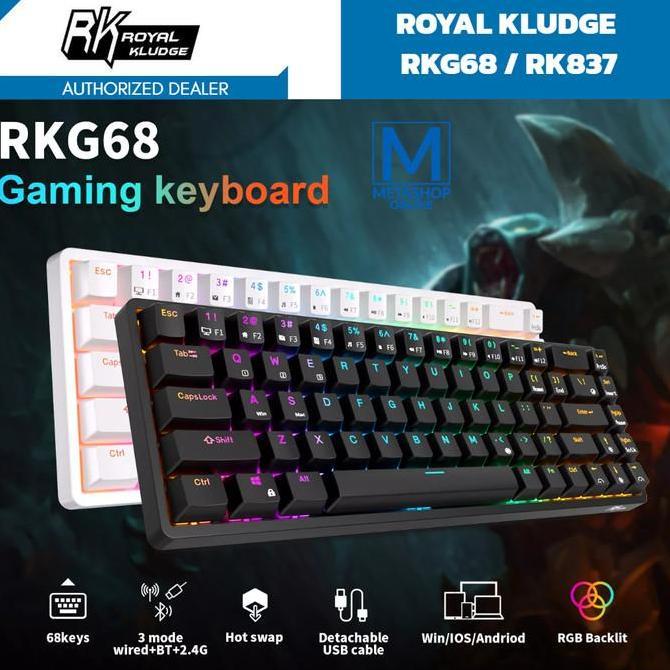 Royal Kludge Rkg68 Rk837 65% Mechanical Keyboard Gaming Hotswap Rk68 Best Quality