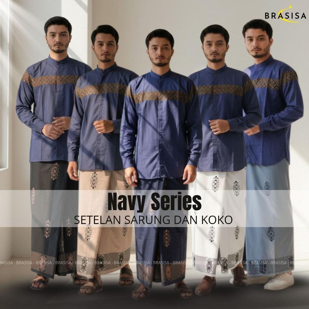 PROMO Paket Sarko Set Sarung Dan Baju Koko Muslim Pria Lengan Panjang Satu Paket Sarung Dan Koko