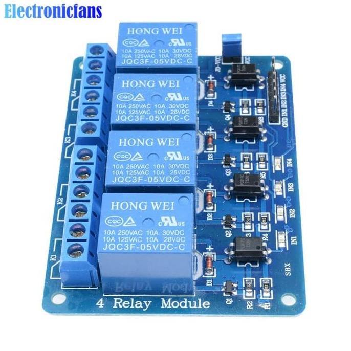 Modul Relay 4 Channel 5V Optocoupler ( Arduino ) Asli
