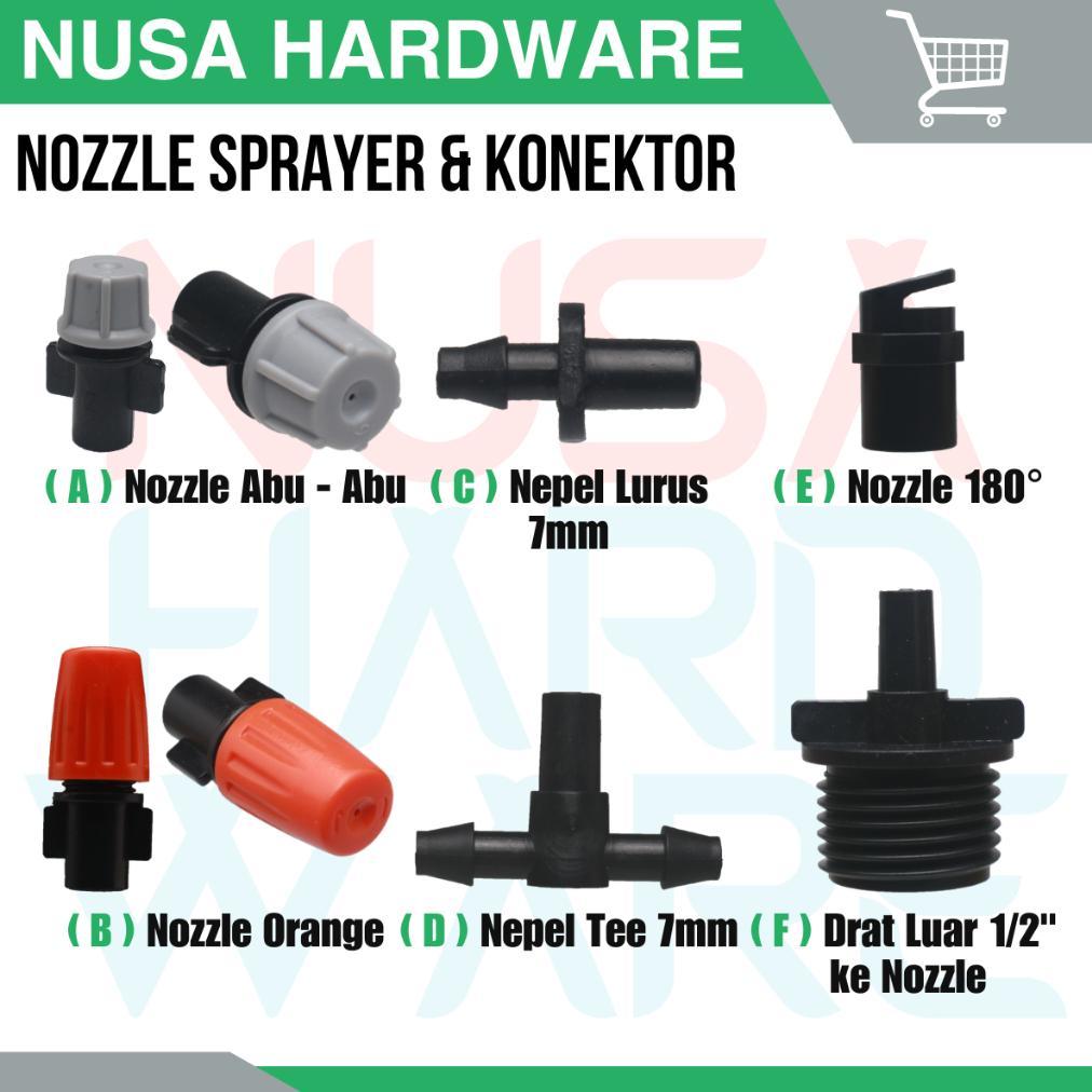 Promo Cod Ya Kak Mist Nozzle Head Sprayer Orange Abu - Abu Nozle 180 Derajat / Konektor Nepel Tee / 