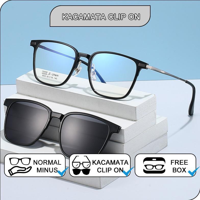 Ready Kacamata Clip On Minus Wanita Pria Anti Blueray Bluecromic Photocromic Kaca Mata Optik