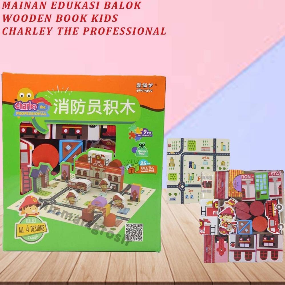 Charley The Professional / Mainan Edukasi Balok / Fire Fighter Wooden Block Mr02