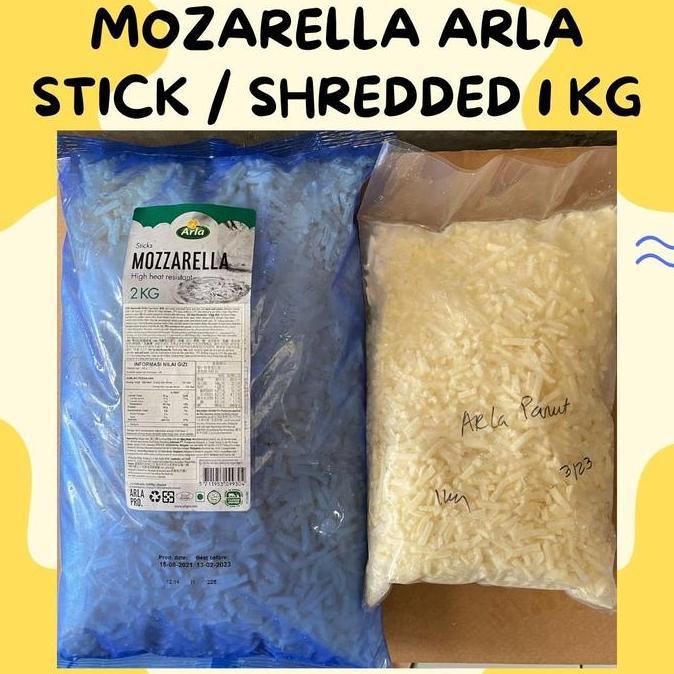 Arla Stick Mozarella / Mozarella Shredded / Moza Parut / Kemasan 1KG