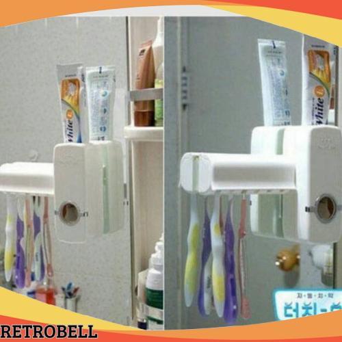 DISPENSER ODOL TOOTHPASTE DISPENSER & BRUSH SET WHITE PASTA GIGI DAN TEMPAT SIKAT GIGI DISPENCER TOO