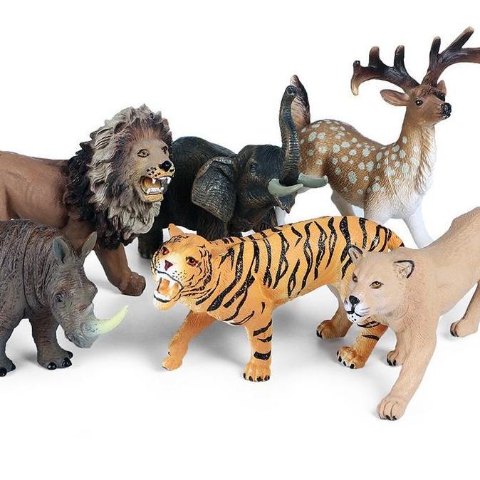 Figure Hewan Animal Model Toys Ukuran Jumbo Koleksi Mainan Binatang Karet Gajah Macan Beruang Rusa H