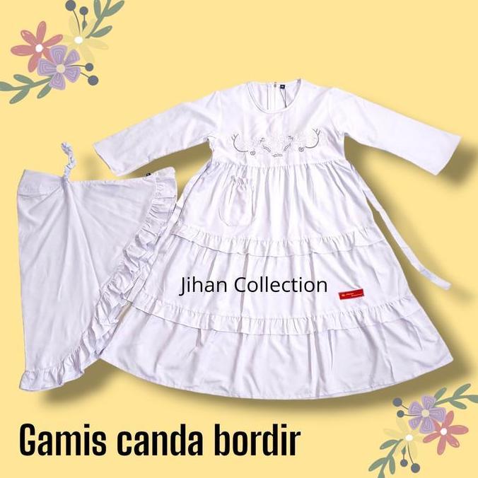 Gamis Putih Polos Manasik Haji // Baju Muslim Putih Anak Perempuan Katun Bordir Dress