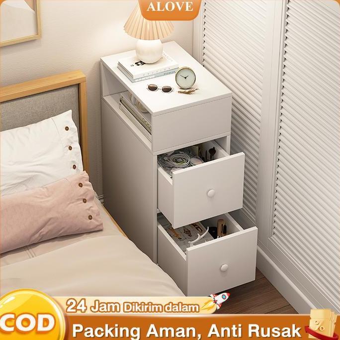 GNL ALOVE Meja Nakas 3 Laci Nakas Meja Kamar Tidur Lemari Laci Meja Nakas Minimalis Meja Samping Tem