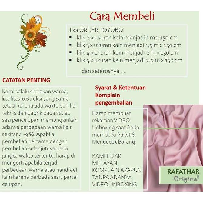 KAIN KATUN BAHAN TOYOBO PREMIUM KAIN TOYOBO PREMIUM ORI BAHAN TOYOBOF - Zhavier style