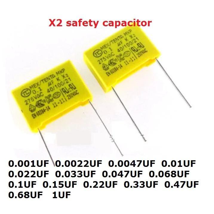 10PC X2 Safety Capacitor 275VAC 0.1uf  0.001uf 0.0022uf 0.0047uf 0.01uf 0.033uf 0.022uf 0.047uf 0.06