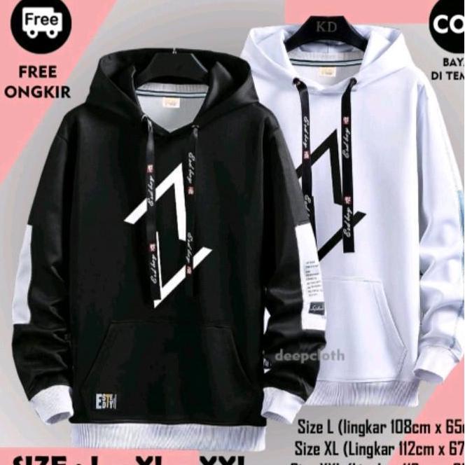 Sweater AV Hoodie Pria Dewasa Remaja Keren Aesthetic Bahan Flecee Hitam Abu Putih