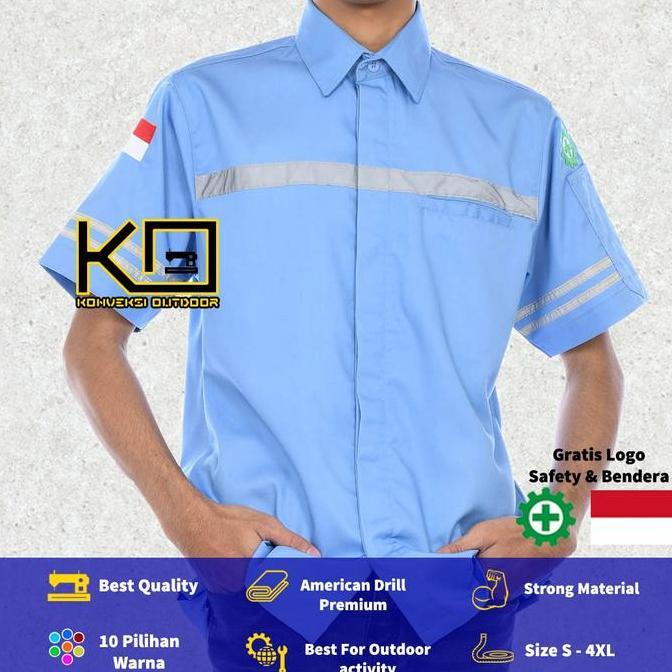 BAJU KEMEJA SAFETY WEARPACK K3 OUTDOOR PREMIUM LENGAN PENDEK - Seragam Proyek Keren Pria Kerja Lapan