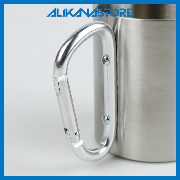 Rf-45 Gelas Carabiner Cangkir Stainless Steel 180Ml Outdoor Camping Mug Cup Rf-45