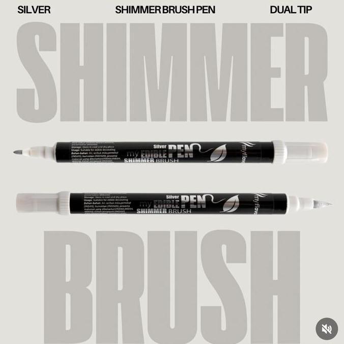 Silver Metallic Shimmer Brush Pen My Flavor Edible Pen Marker Dual Tips Halal