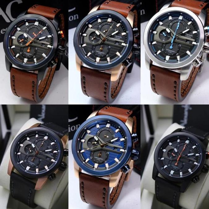 ALEXANDRE CHRISTIE AC6562 AC 6562 SILVER LEATHER JAM TANGAN ORIGINAL