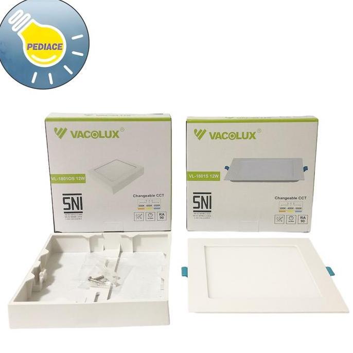 Lampu LED Panel Light 12W VACOLUX Kotak Inbow / Outbow Changeable CCT