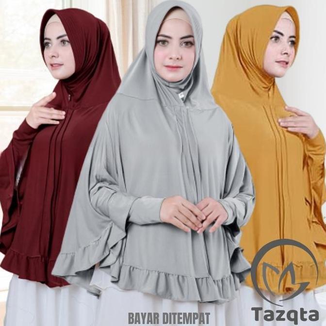 Jilbab Lengan panjang Syar'i Rempel Bergo Syari Instan Muslim