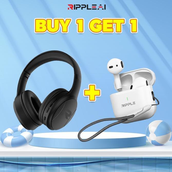 perfa_keni - bundle ripple rippods bluetooth headphones rhb a11 noise cancelling high quality heavy 