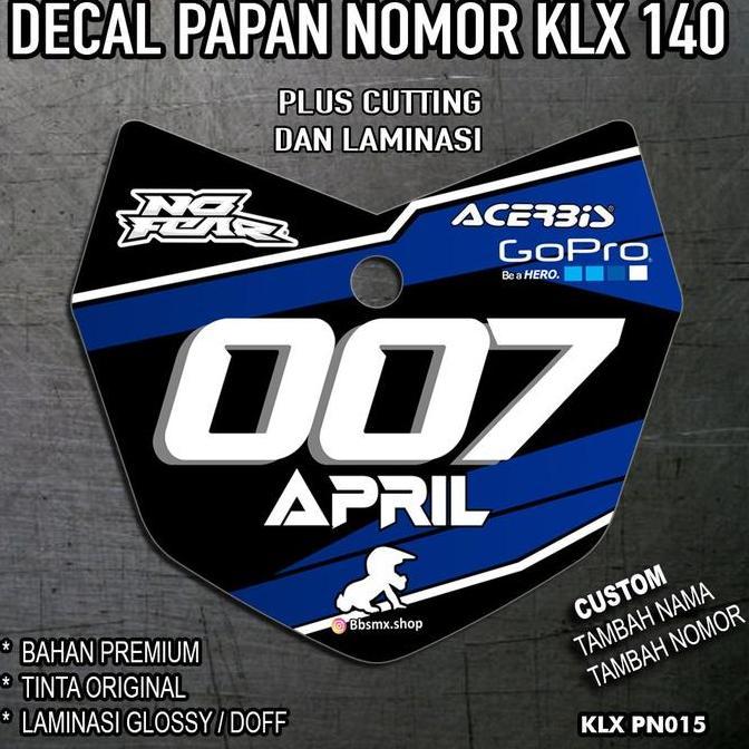 Decal Papan Nomor KLX 140