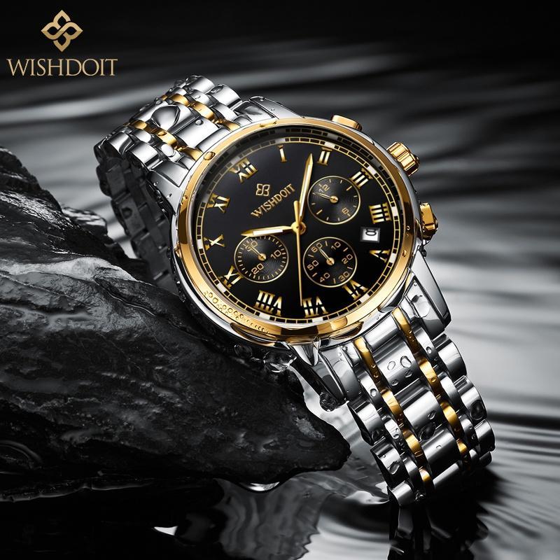 Wishdoit Jam Tangan Pasangan Asli Pria Dan Wanita Jam Tangan Anti Air Baja Tahan Karat Kronograf Kal