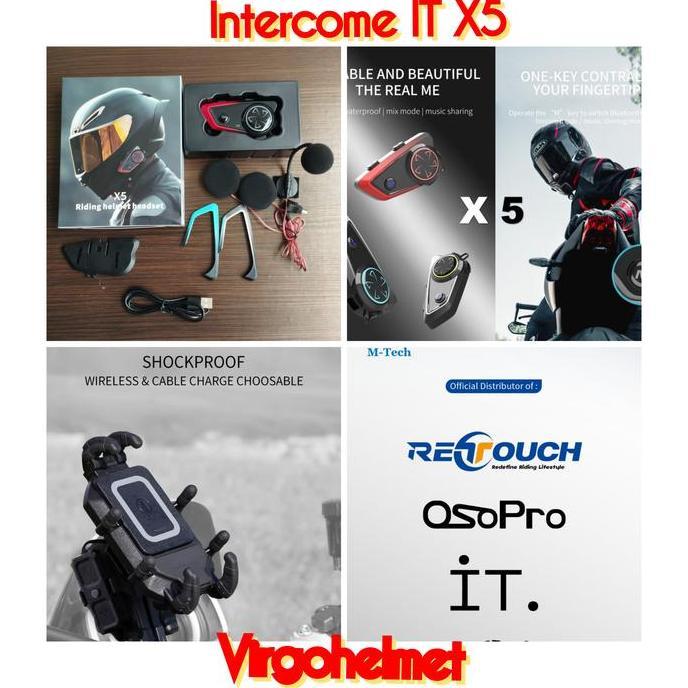 ASLI INTERCOME IT X5 RIDING HELMET SET TERBARU READY STOCK
